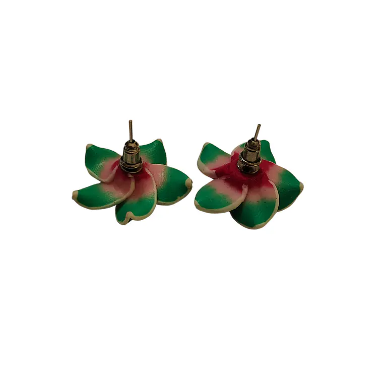 Aros Tipanie verde claro Con fucsia diámetro 2,5cm 5