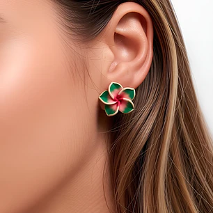 Aros Tipanie verde claro Con fucsia diámetro 2,5cm