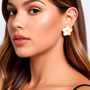 Aros Tipanie amarilla Con blanco diámetro 3,5cm