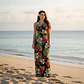 Vestido Marama Negro con Hibisco Rojo y Blanco napohe - thumbnail 1