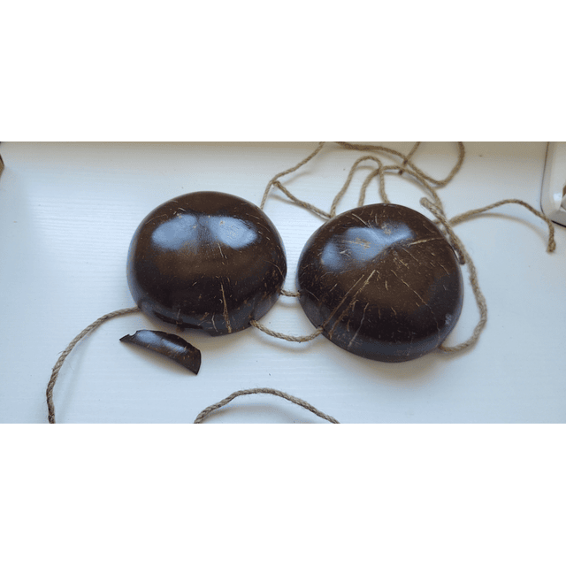 Sosten De Coco Liso 12,5cm quebrado en uno de los bordes Ideal Para Danza Polinesica