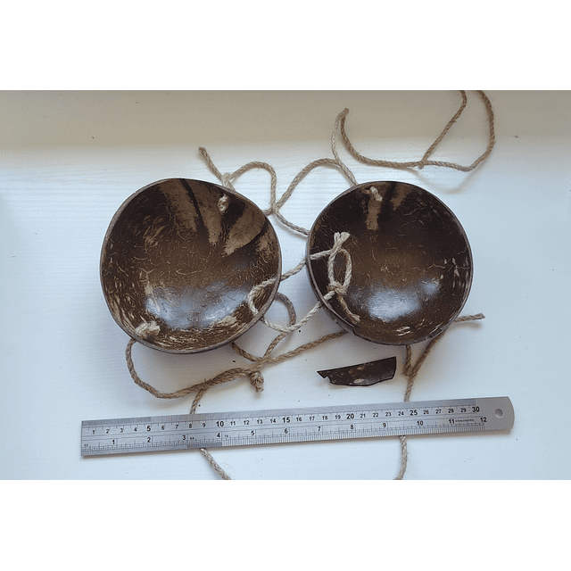 Sosten De Coco Liso 12,5cm quebrado en uno de los bordes Ideal Para Danza Polinesica