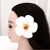 Pack 5 Flor Hibisco blanco con pinza para el cabello