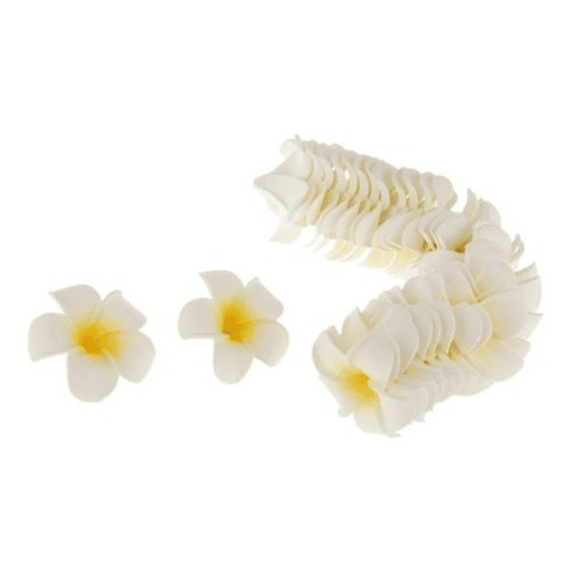 pack 100 flores de 4,5cm Tipanie Blanco Con Amarillo Goma Eva