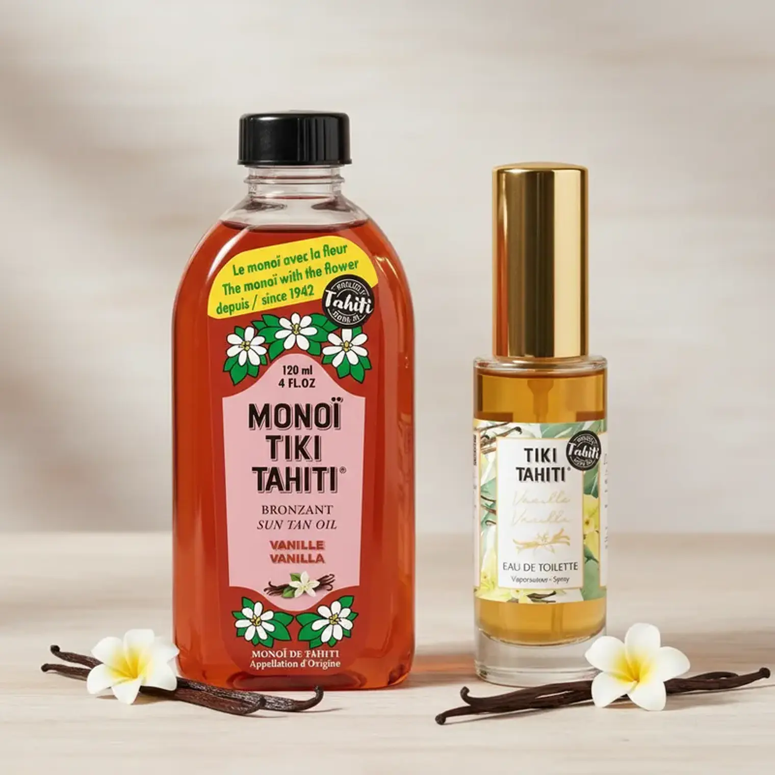 Pack Monoi 120ml y Perfume Tiki Tahiti Vainilla 30ml 4
