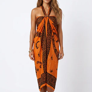 Pareo 2da seleccion Naranjo Matizado con lagartija borde