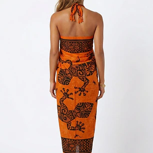 Pareo 2da seleccion Naranjo Matizado con lagartija borde