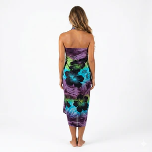 Pareo 2da selección Hibisco matizado Verde/Calipso/morado