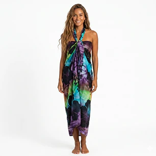 Pareo 2da selección Hibisco matizado Verde/Calipso/morado