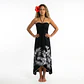 Vestido Mariposa negro con Tipanie Blanco con gris Polinesico importado desde Hawaii - Miniatura 2