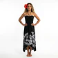 Vestido Mariposa negro con Tipanie Blanco con gris Polinesico importado desde Hawaii - Miniatura 1