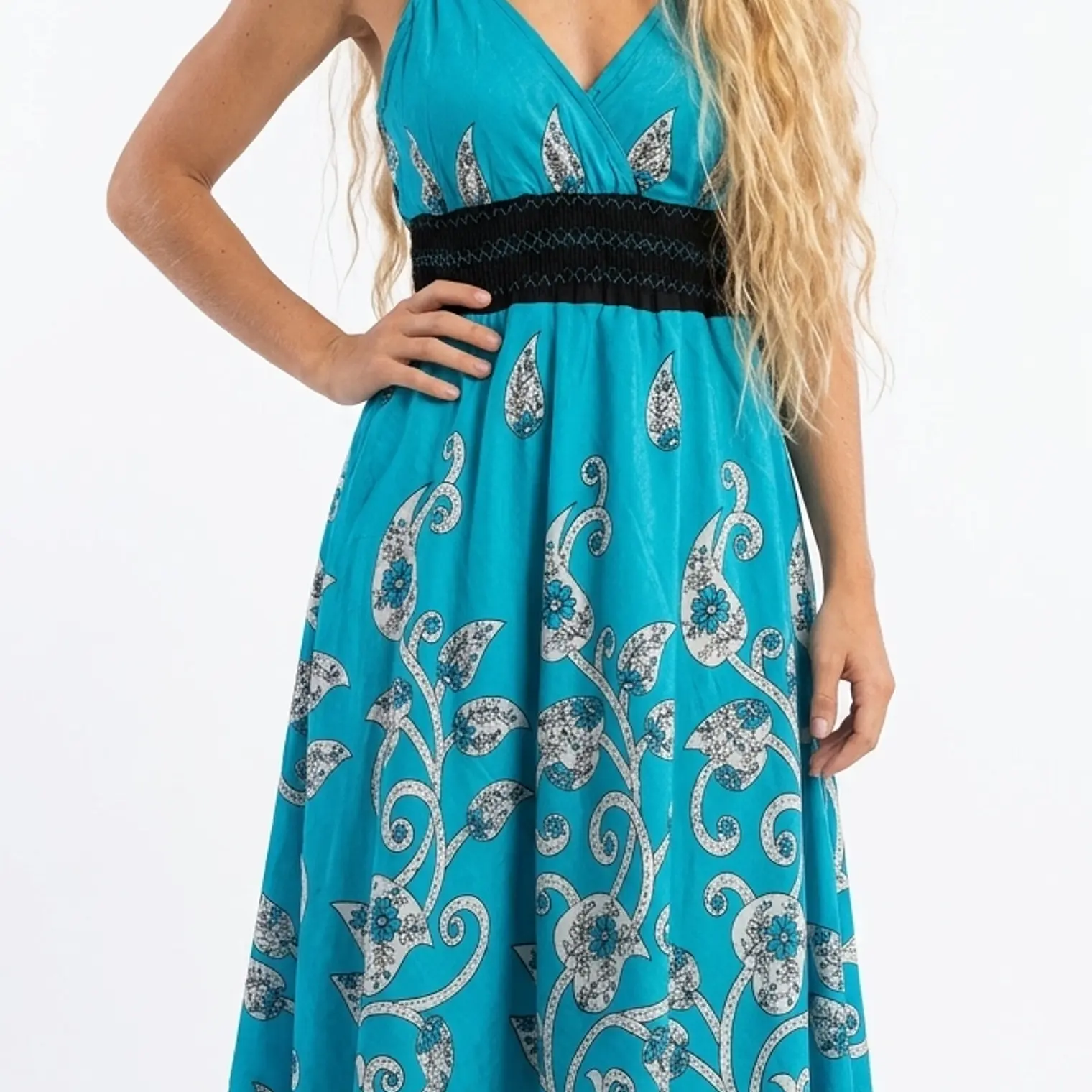 Vestido Algodon Calipso pretina Negra elasticada talla S-M 2