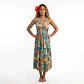 Vestido Algodon Turquesa con flores cafe talla L - thumbnail 1