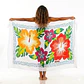 Pareo Blanco L con 2 hibiscos y borde gris 1,70x1,15mts - thumbnail 2