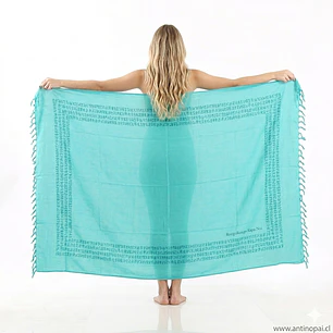 Pareo Borde Rongo Rongo turquesa / Negro 1,70x1,15mts.