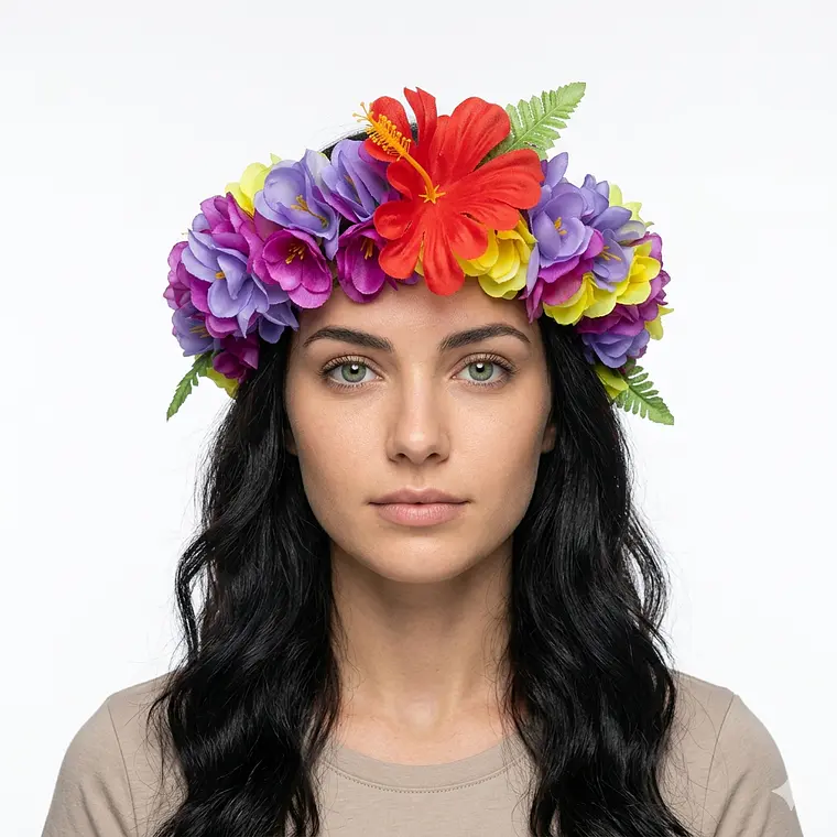 Corona De Flores Morado Con Lila Y Amarillo 1