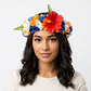 Corona De Flores azul, beige y naranjo ajustable - thumbnail 1