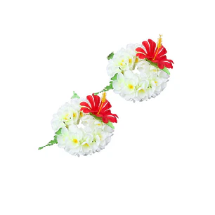 Par de Pulseras o tobillera elasticada de Flores Blanco con amarillo