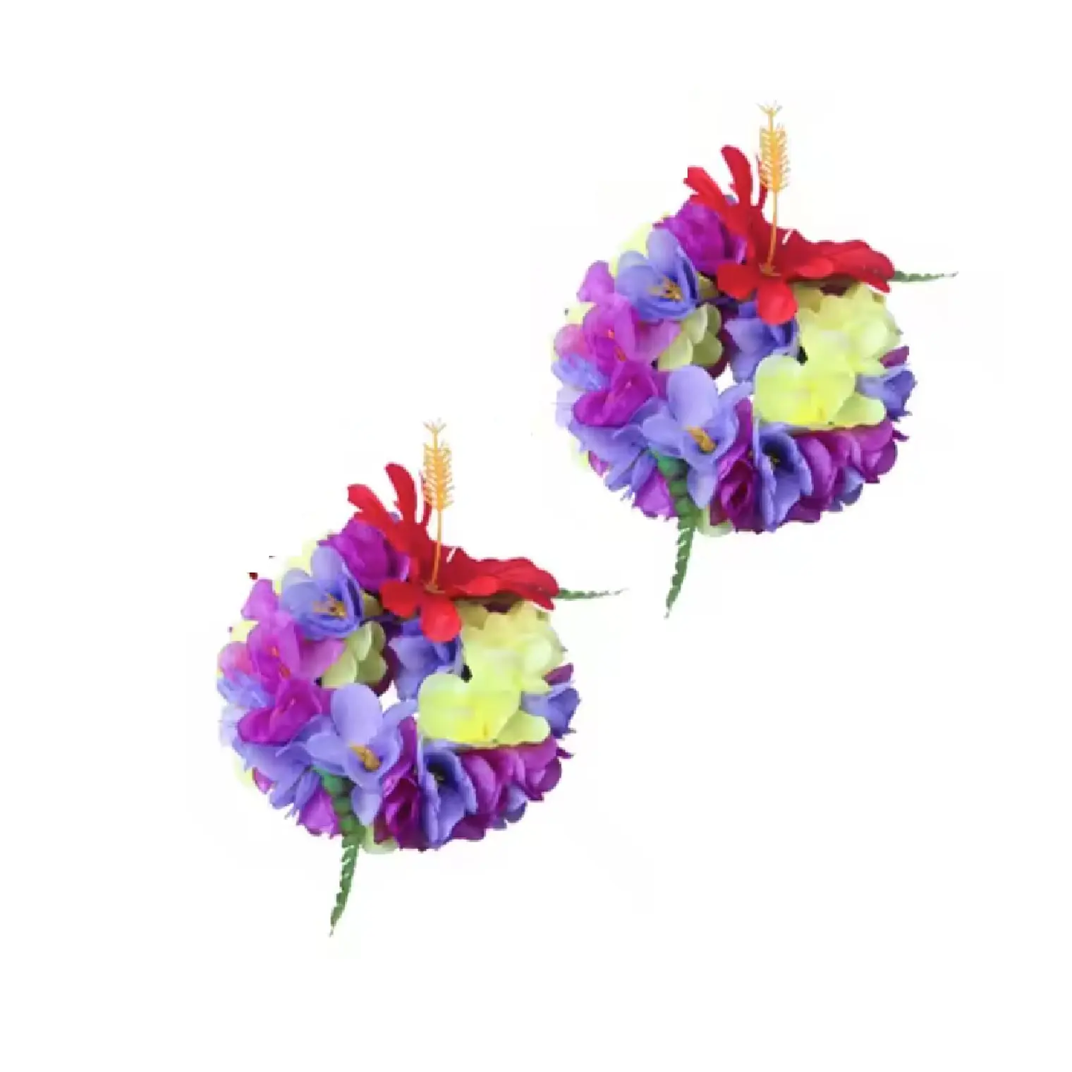 Par de Pulseras o tobillera elasticada de Flores morado con amarillo 1