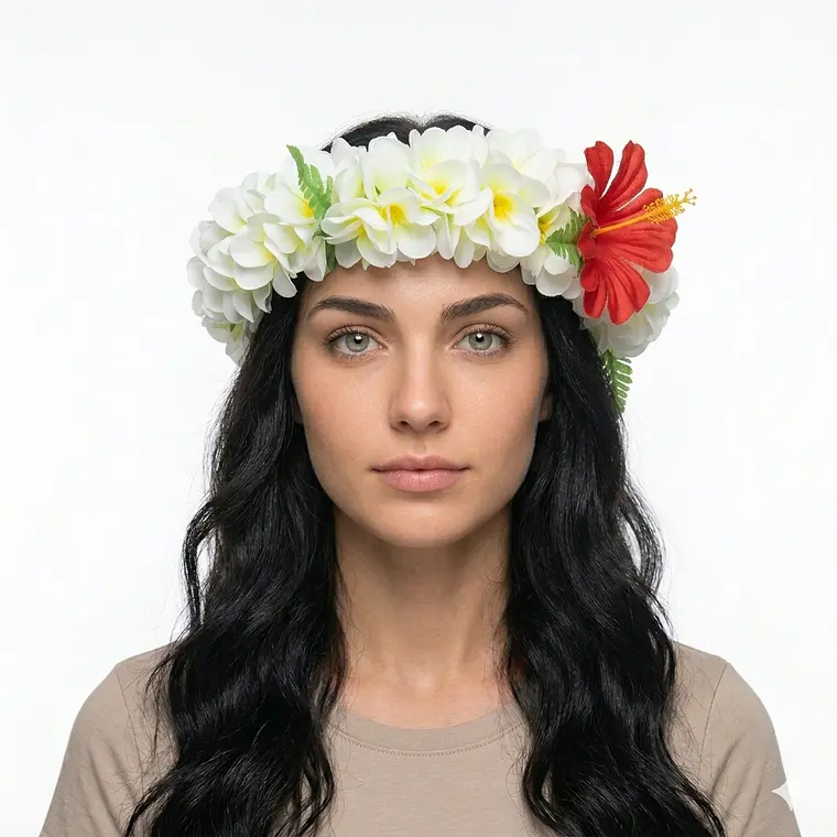 Corona De Flores Blanco Con Amarillo elasticada 1