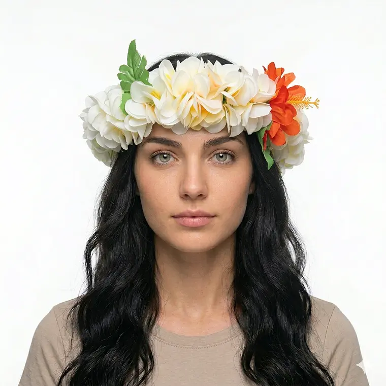 Diadema Corona De Flores Ajustable Tipanie Beige elasticado 1