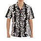 Camisa Polinesica Napohe negra Con Tangata Manu Y Moai blanco - Miniatura 4