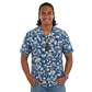 Camisa Polinesica diseño Anakena azul rey con blanco - thumbnail 1