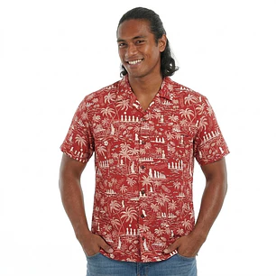 Camisa Polinesica diseño Anakena Rojo blanco