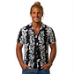 Camisa Polinesica Napohe negra Con Tangata Manu Y Moai blanco - Miniatura 1