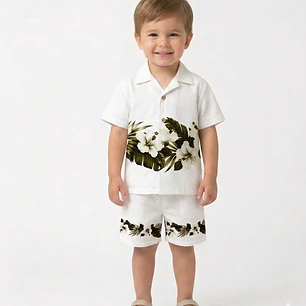 Conjunto Camisa Y Short Niño Hawaii Talla 5-6 