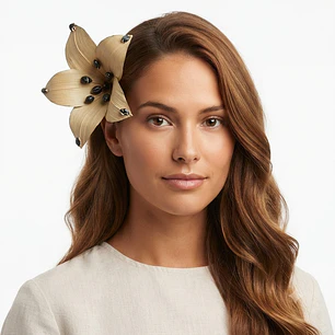 Flor Pandanus Con conchitas negras Para El Cabello