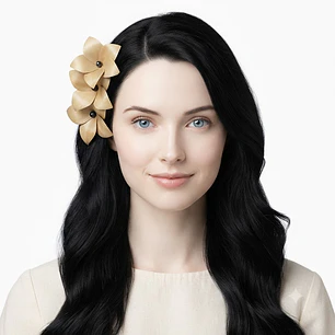 Pinza con 3 Flor Pandanus Con perla de rio Para El Cabello