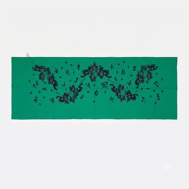 Pareo Corto Half Napohe flores pajaro Verde Morado 2