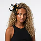 Pinche Para Cabello Flor De Pandanus 10cm con 5 plumas negras largas - thumbnail 1