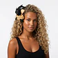 Pinche Para Cabello Flor De Pandanus 10cm con plumas negras - Miniatura 1