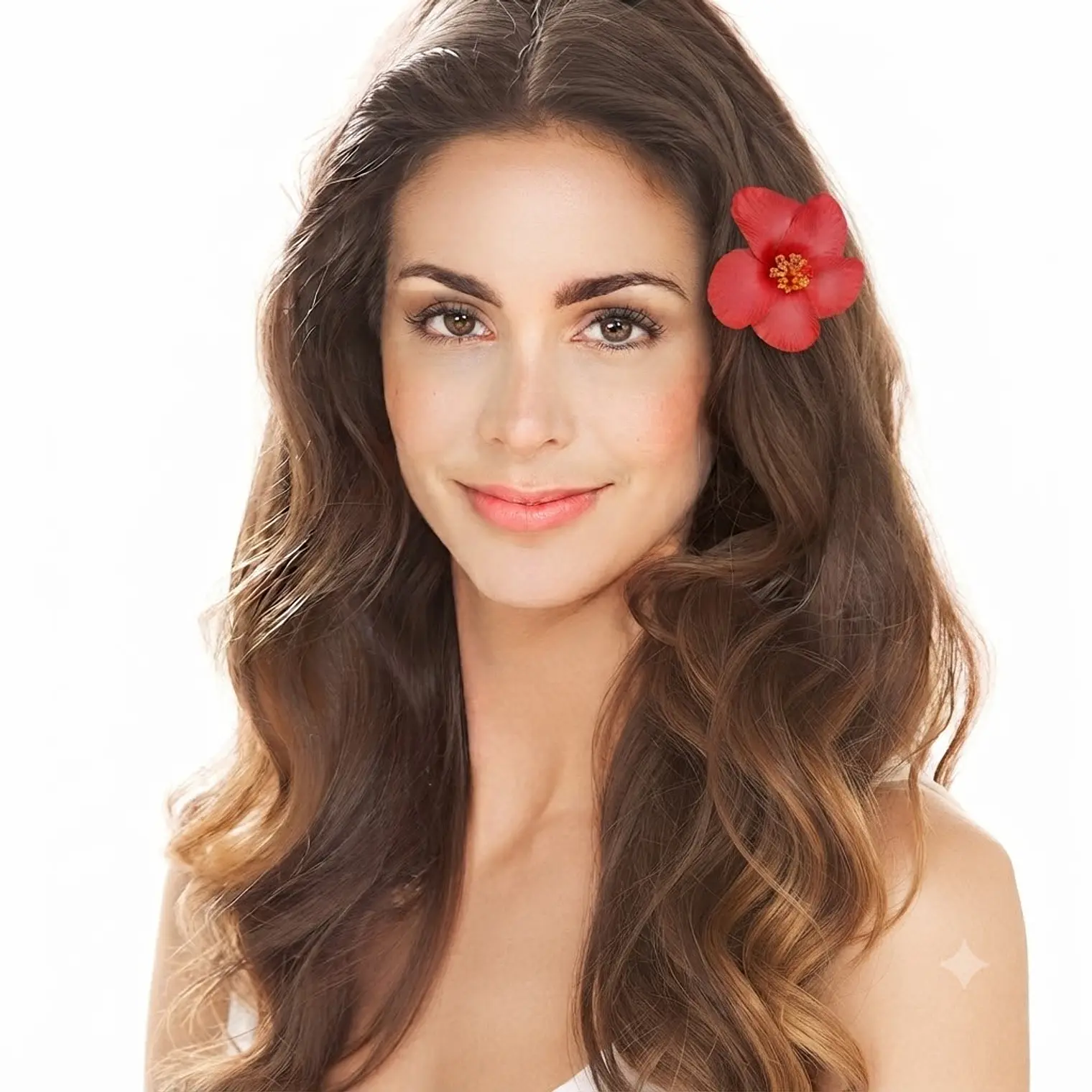 Hibisco Rojo Con Pinza Para El Cabello 1