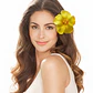 Flores hibisco amarillo 7cm con pinza para el cabello - thumbnail 1