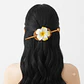Flor Tipanie amarilla en pinza de ratan para el cabello - Miniatura 1