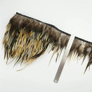 5 yardas o 4,5mts Boa Plumas beige Claro con negro 10 a 12 Cm punta