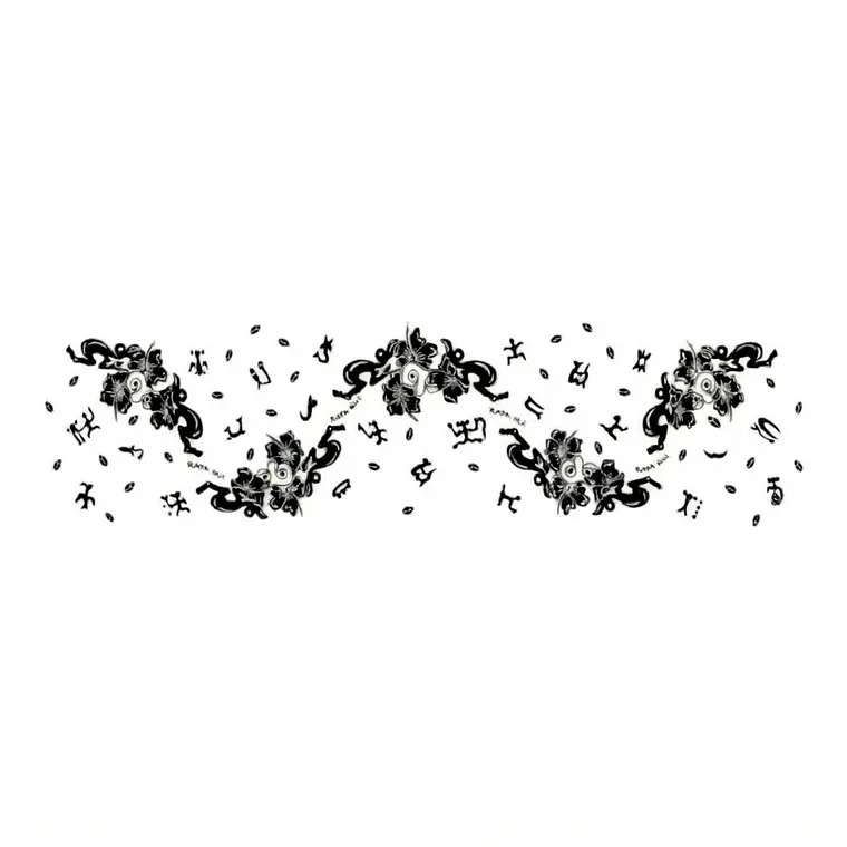Pareo Corto Napohe flores pajaro Blanco negro 3