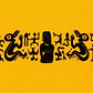 Pareo Corto Napohe amarillo Con Moai y Rongo Rongo Negro - Miniatura 2