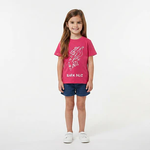 Polera Niña Talla 8 Estampada con figura Pajaro