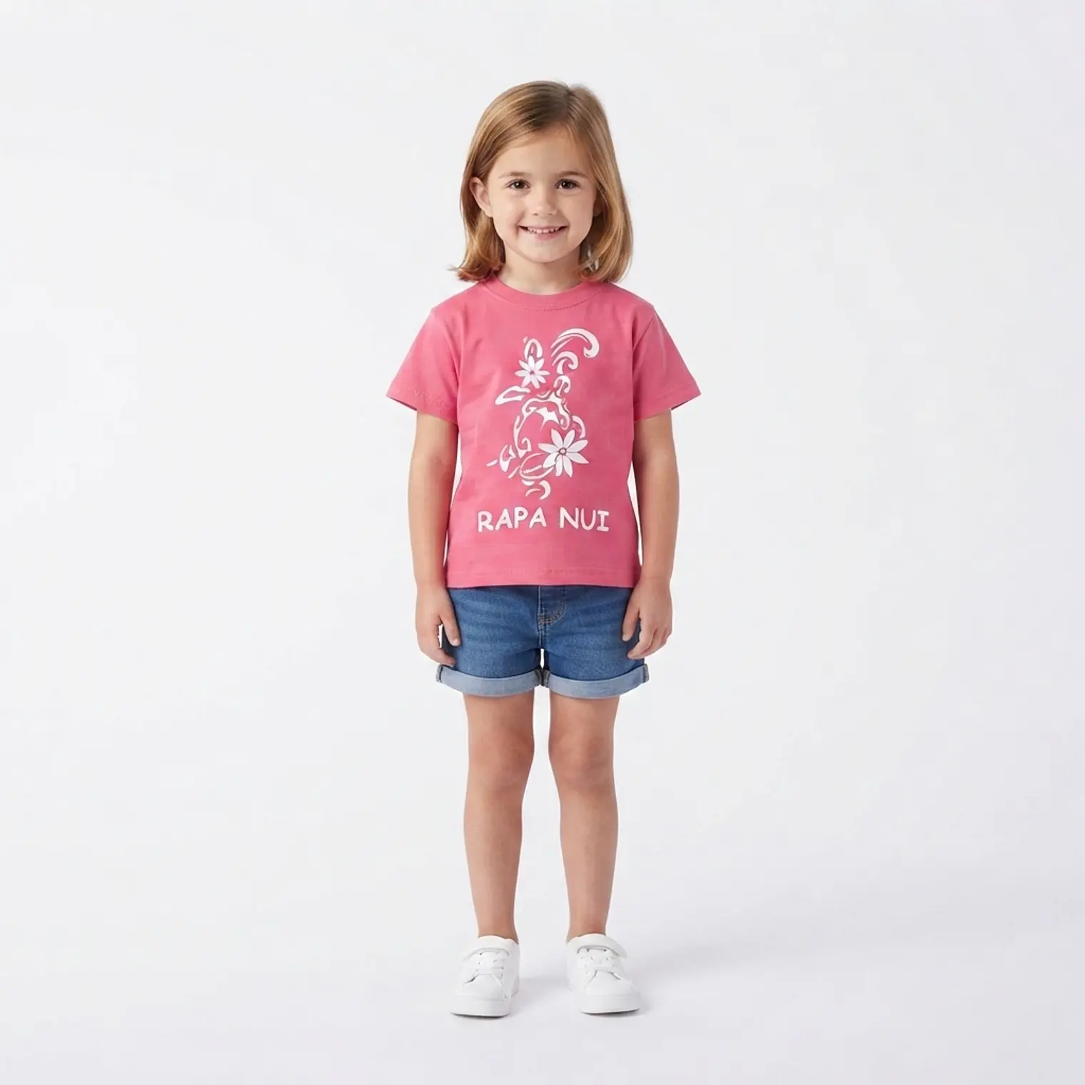 Polera Niña Talla 4 Estampada con figura Tortuga y flor tiare 1