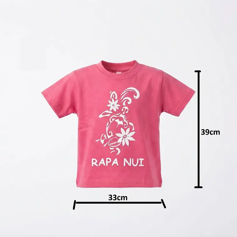 Polera Niña Talla 4 Estampada con figura Tortuga y flor tiare 2