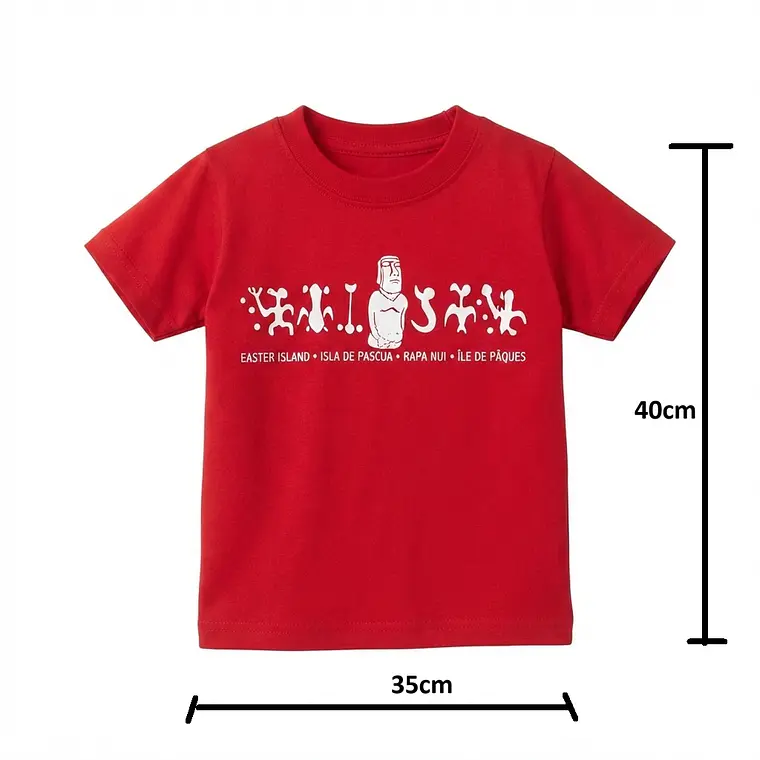 Polera Niño Talla 2-4 Estampada con Moai Rongo rongo 3