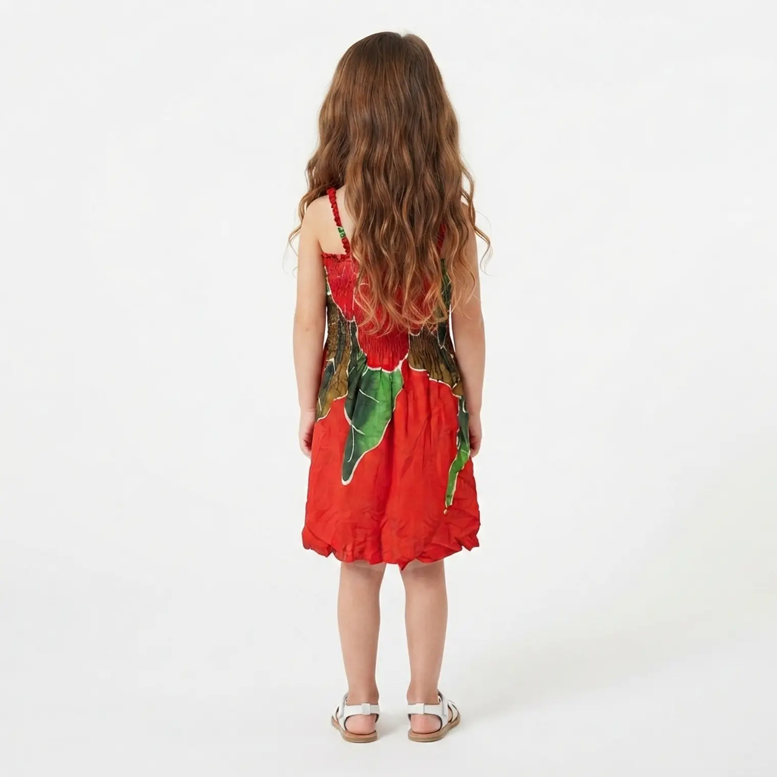Vestido niña marca Napohe rojo flor amarilla 2