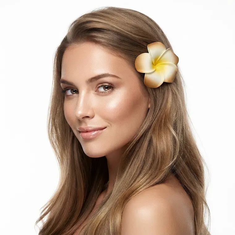 Flores Tipanie cafe 6,5cm con pinza para el cabello 1
