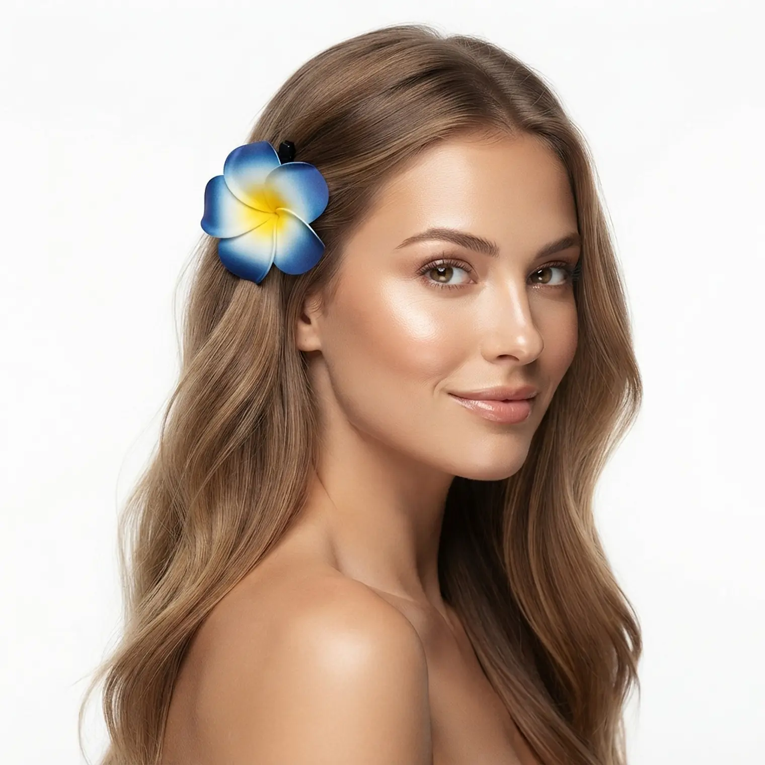 Flores Tipanie azul 6,5cm con pinza para el cabello 1