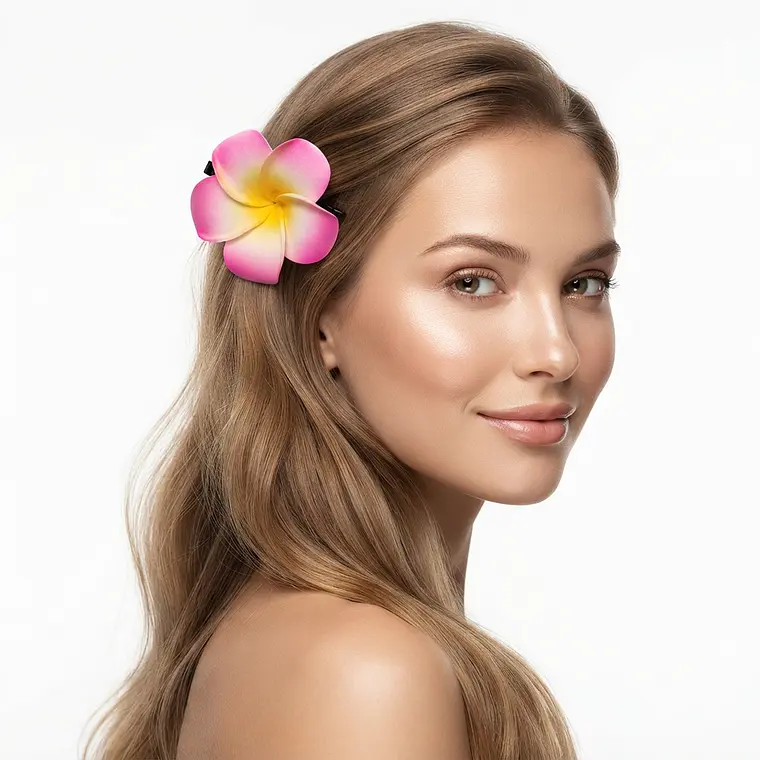 Flores Tipanie rosada 6,5cm con pinza para el cabello 1