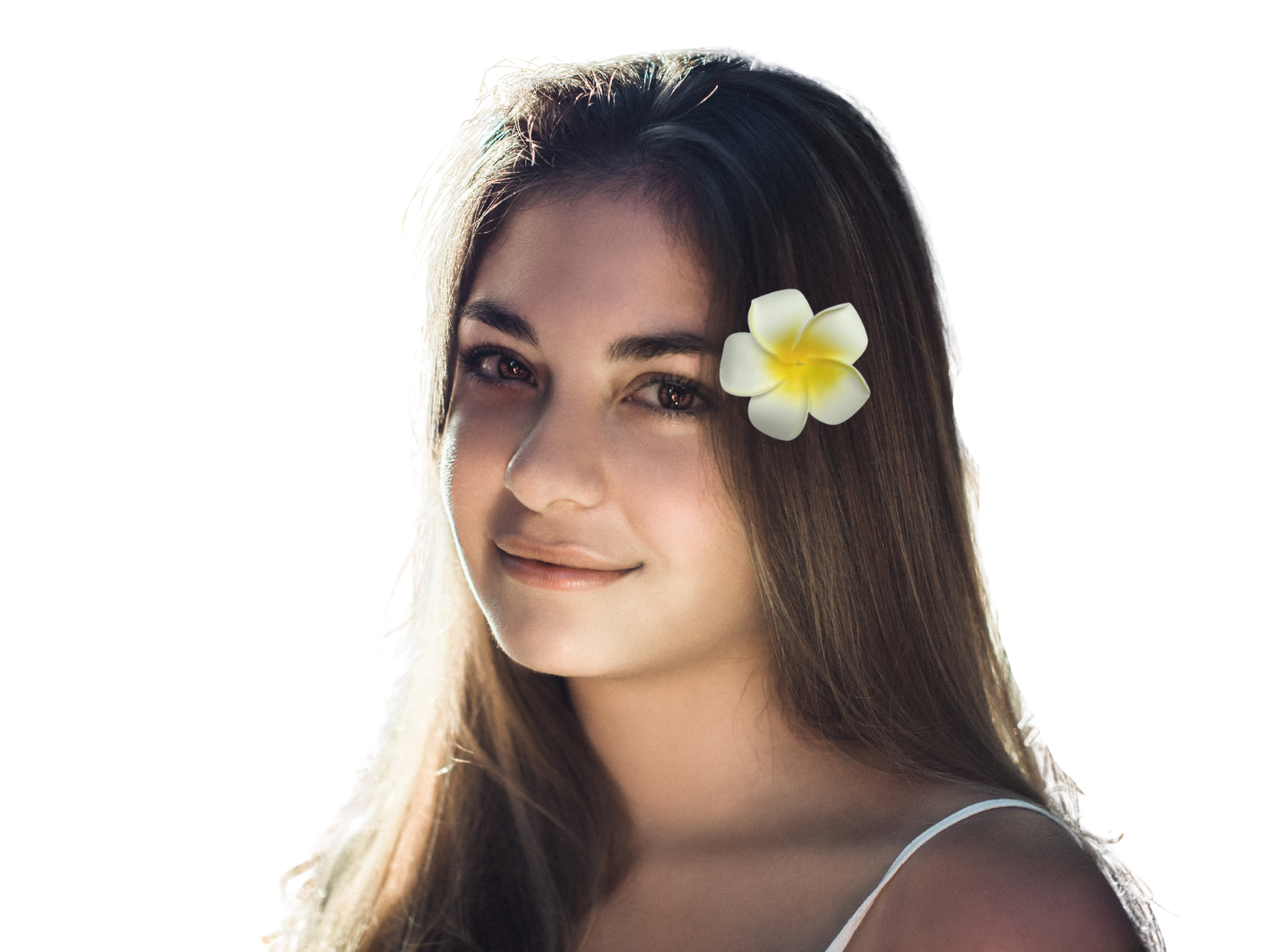 Flor Tipanie 6,5cm para el cabello blanca con amarillo